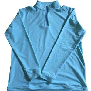 NWOT Peter Millar Perth‎ Stretch Melange 1/4 Pullover  - Cabana Blue Youth XL